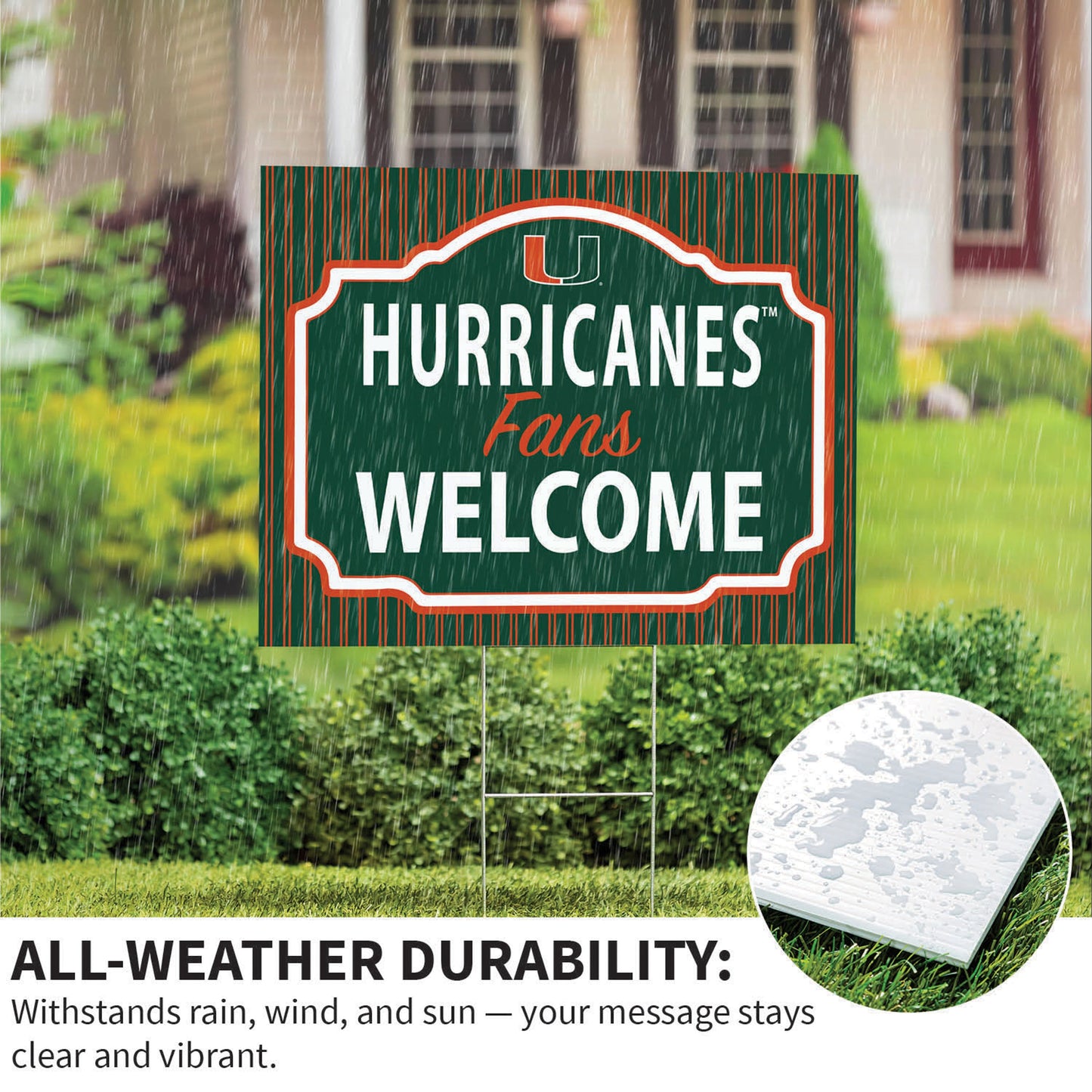 University of Miami Coroplast Yard Sign, "Fans Welcome"