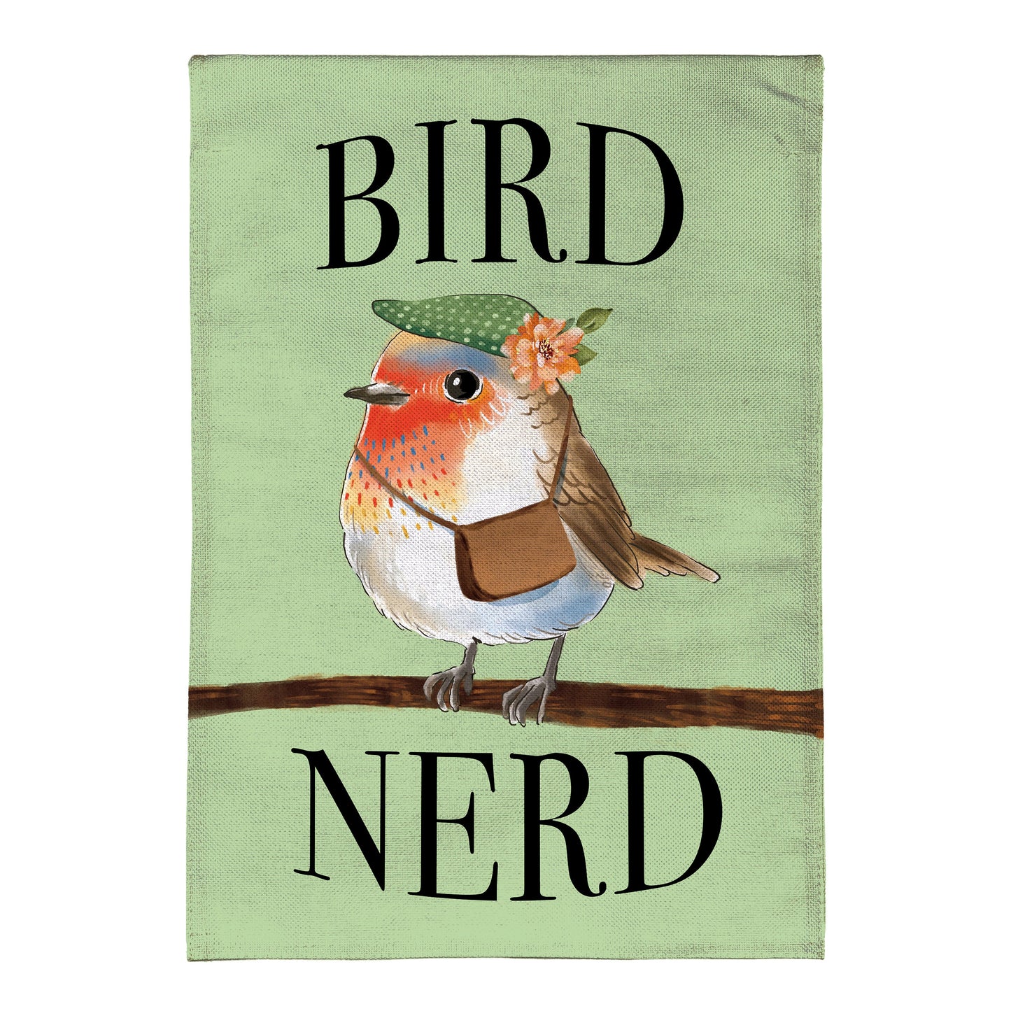 Cute Bird Nerd Burlap Garden Flag