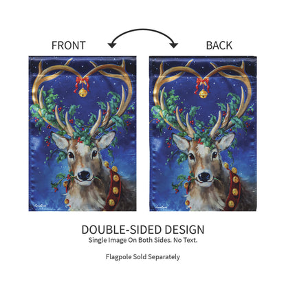 Santa's Reindeer Lustre Garden Flag
