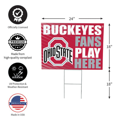 Ohio State University Coroplast Yard Sign "Fans Play Here"