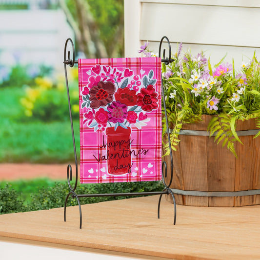 Valentine's Day Plaid Applique Garden Flag