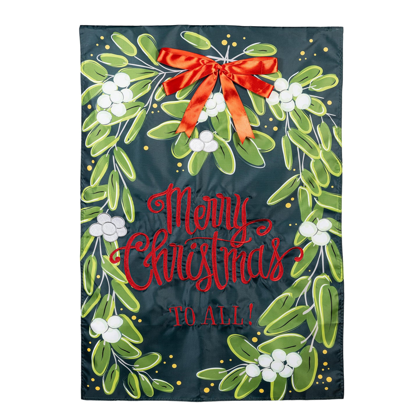 Merry Christmas Mistletoe Applique House Flag