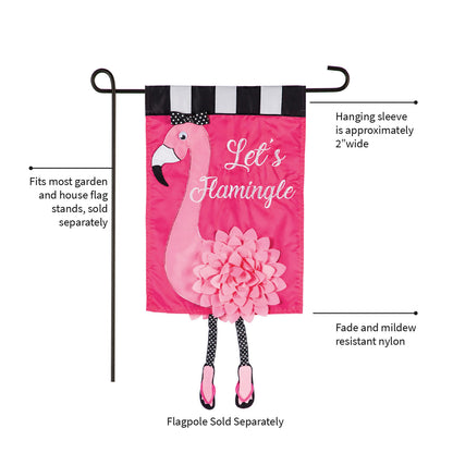 Let's Flamingle Garden Applique Flag