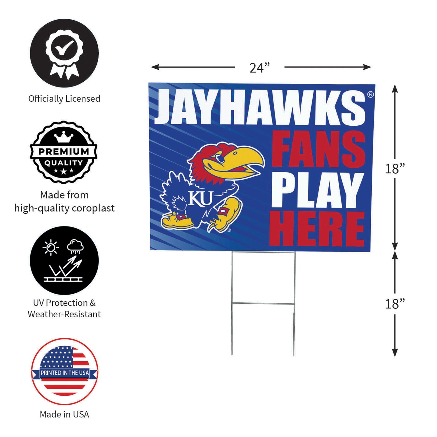 University of Kansas Coroplast Yard Sign "Fans Play Here"