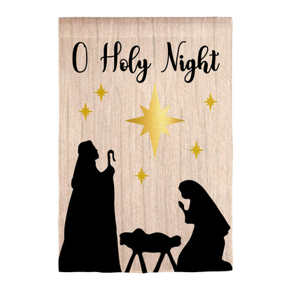 Nativity Silhouette Burlap Garden Flag