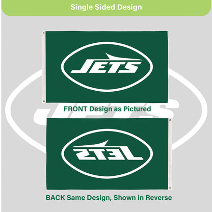 New York Jets Single Sided Flag w/ 2 Grommets, 3'x5'