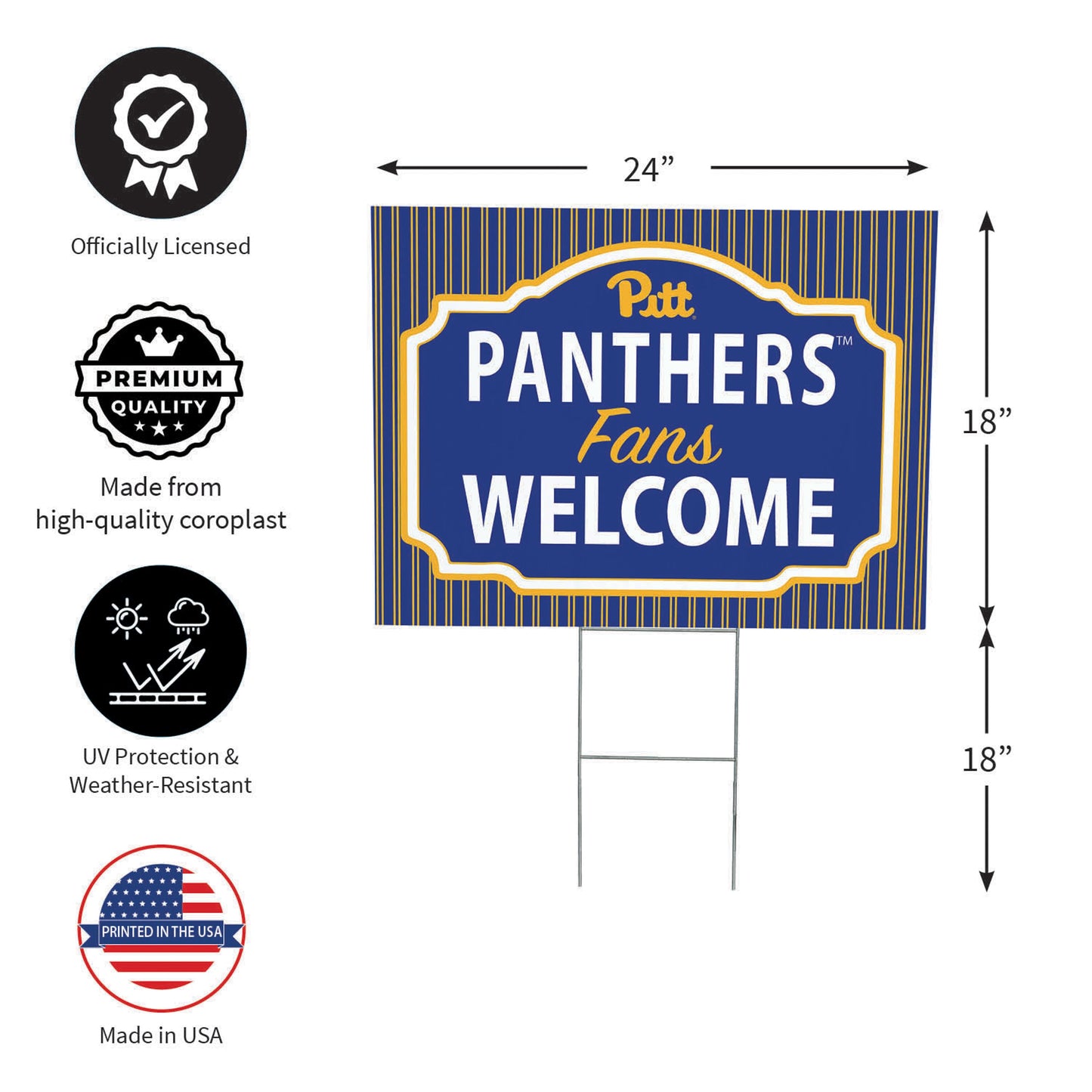 University of Pittsburgh Coroplast Yard Sign, "Fans Welcome"