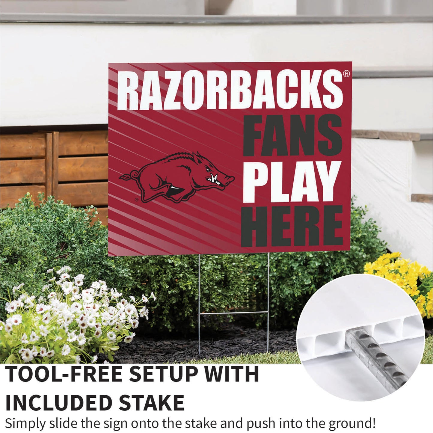 University of Arkansas Coroplast Yard Sign "Fans Play Here"