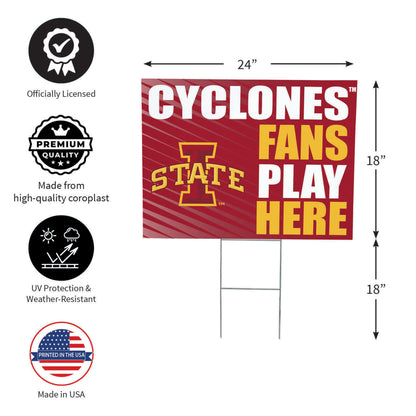 Iowa State University Coroplast Yard Sign "Fans Play Here"