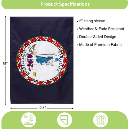 Virginia State Flag Garden Applique Flag