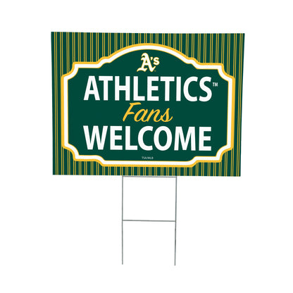 Oakland A's Coroplast Yard Sign, "Fans Welcome"