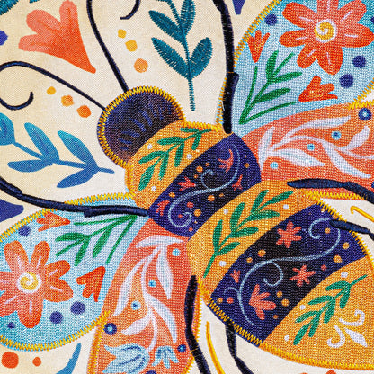 Patterned Bee Linen Garden Flag