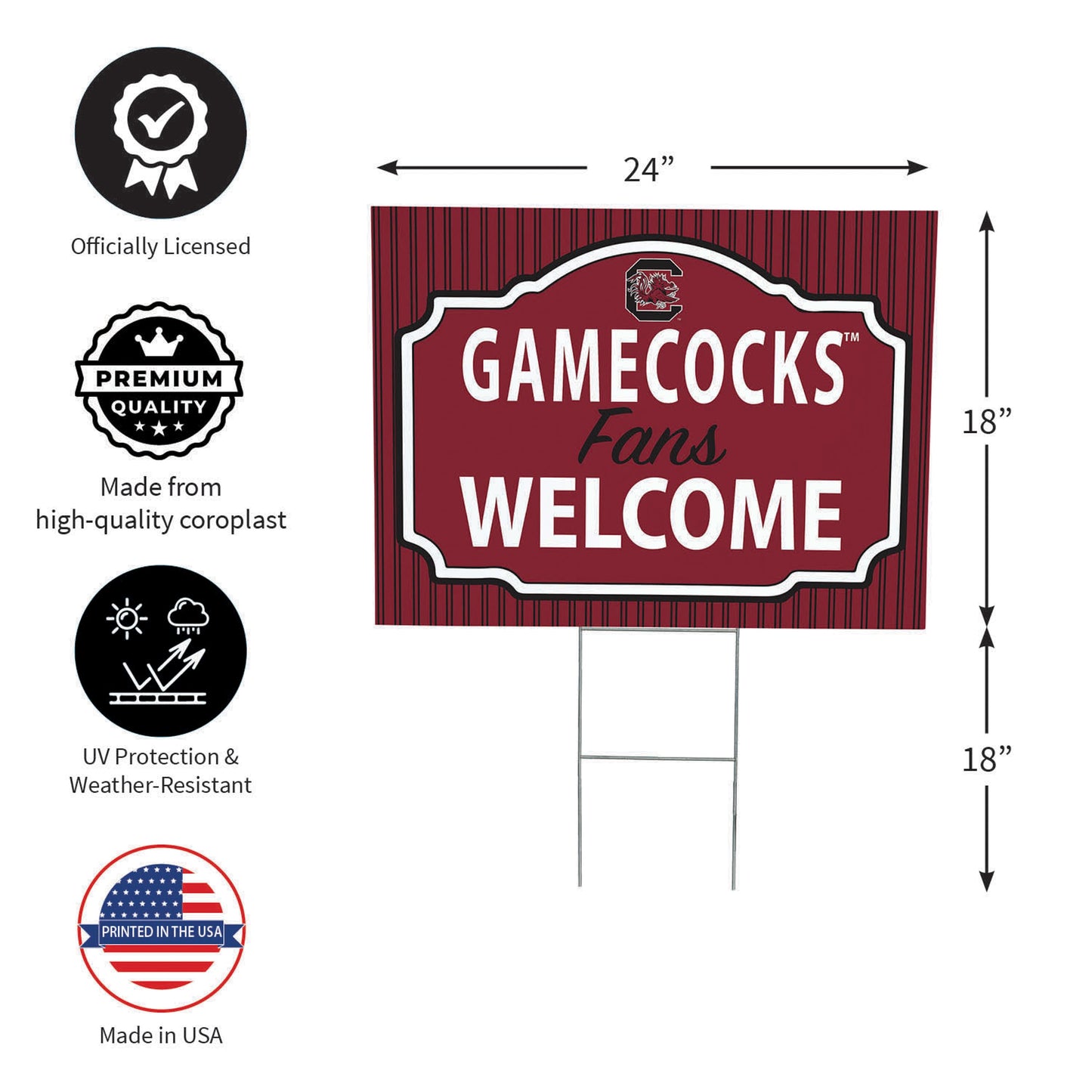 University of South Carolina Coroplast Yard Sign, "Fans Welcome"