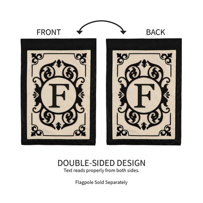 Cambridge Monogram Garden Applique Flag, Letter F