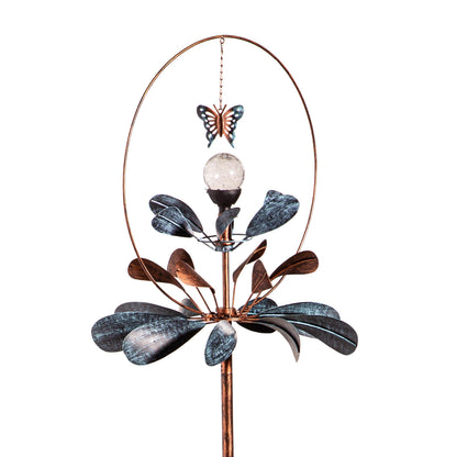 Solar Metal Wind Spinner, Sphere Flower, 87"H