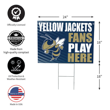 Georgia Tech Coroplast Yard Sign "Fans Play Here"