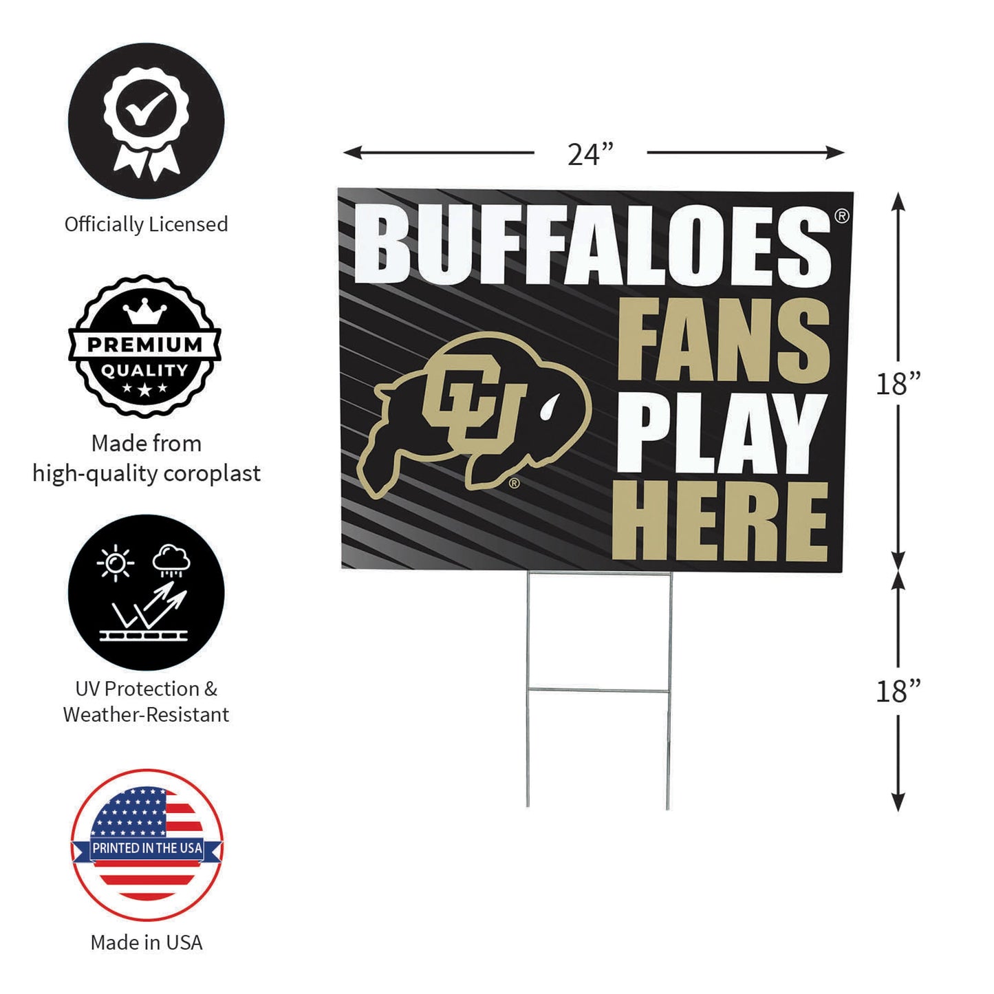 University of Colorado Coroplast Yard Sign "Fans Play Here"
