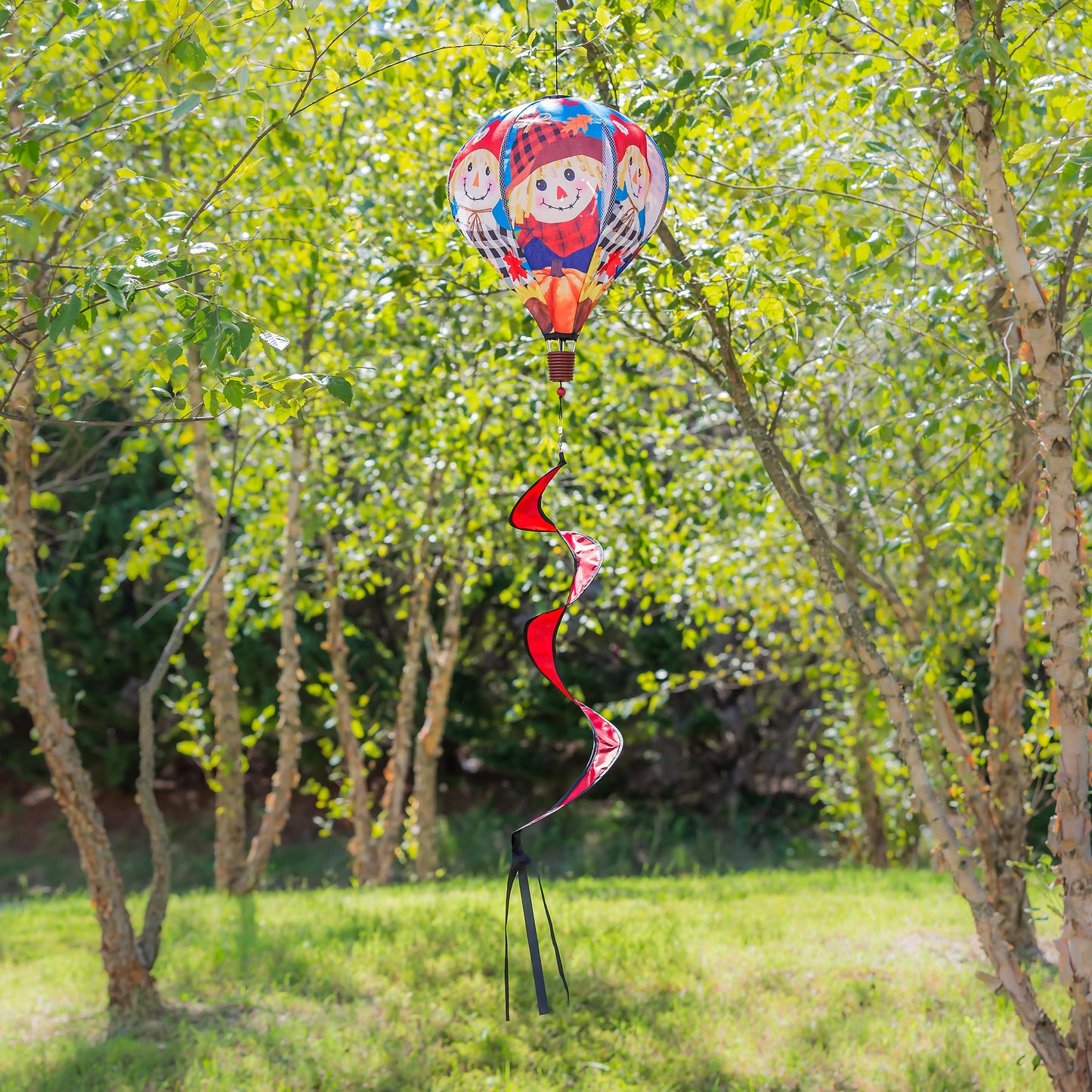 Fall Friends Burlap Balloon Spinner, Scarecrow Couple