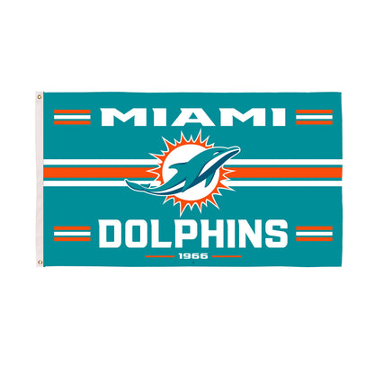 Miami Dolphins Single Sided Flag with 2 Grommets, 3'x5'