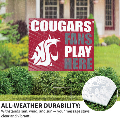 Washington State University Coroplast Yard Sign "Fans Play Here"