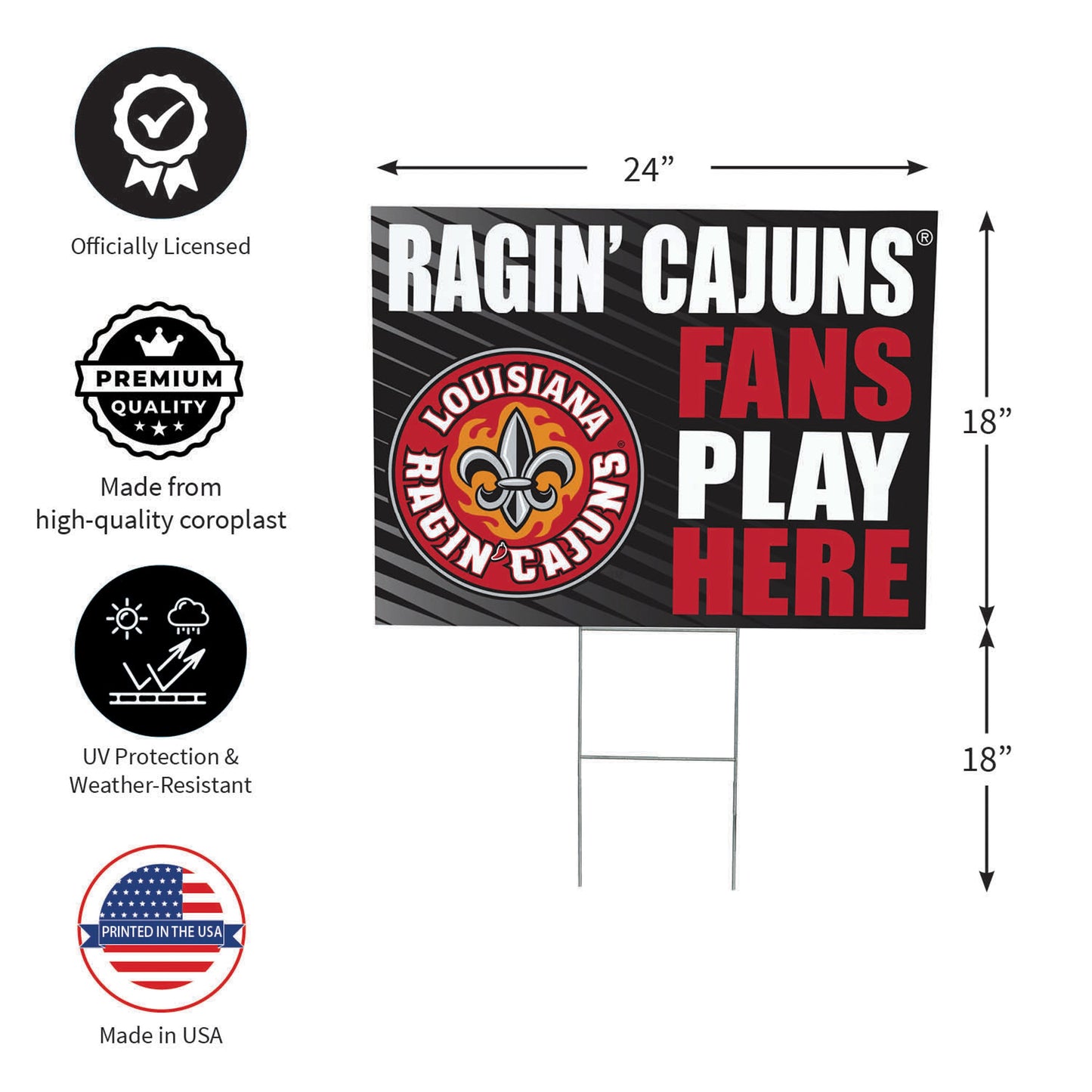 Louisiana at Lafayette University Coroplast Yard Sign "Fans Play Here"