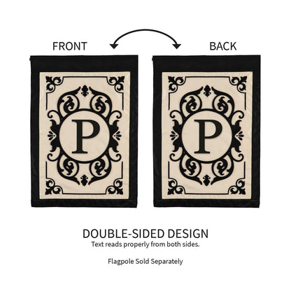 Cambridge Monogram Garden Applique Flag, Letter P