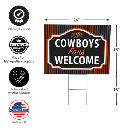 Oklahoma State University Coroplast Yard Sign, "Fans Welcome"