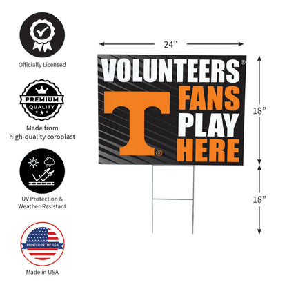 University of Tennessee Coroplast Yard Sign "Fans Play Here"