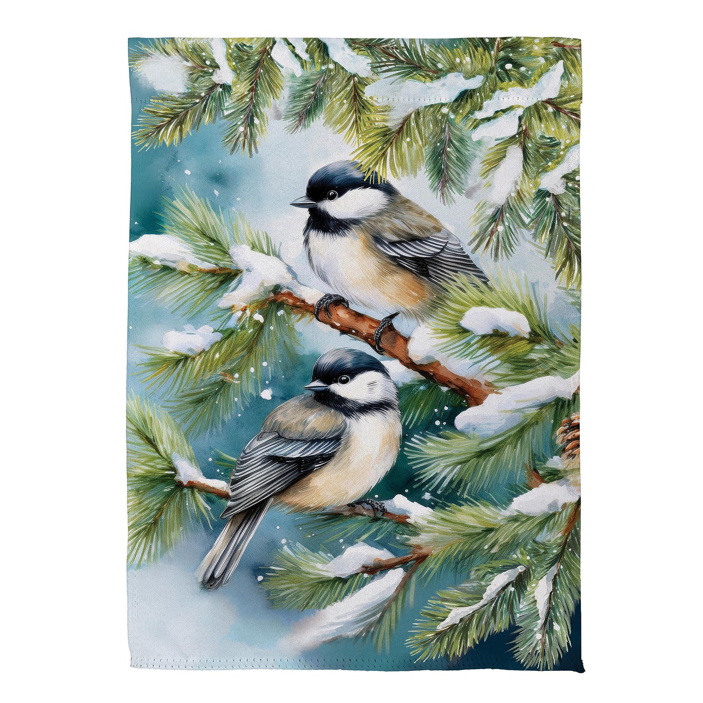 Winter Chickadee Friends Suede Garden Flag