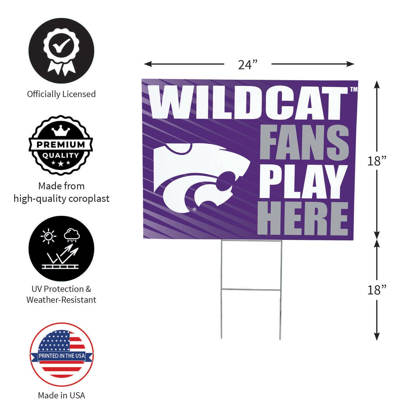 Kansas State University Coroplast Yard Sign "Fans Play Here"