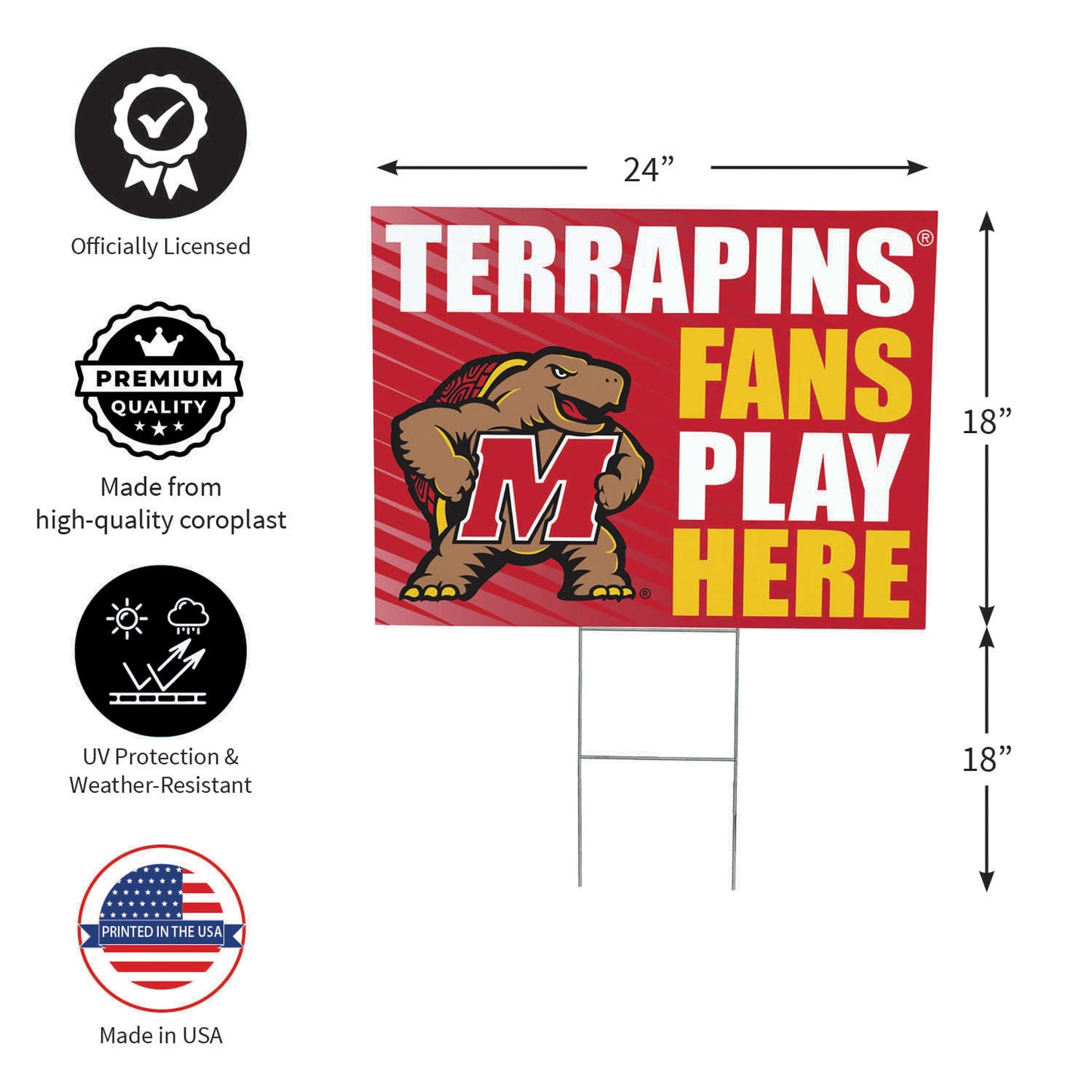 University of Maryland Coroplast Yard Sign "Fans Play Here"