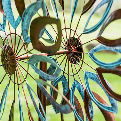 75"H Wind Spinner, Copper and Verdigris Leaves