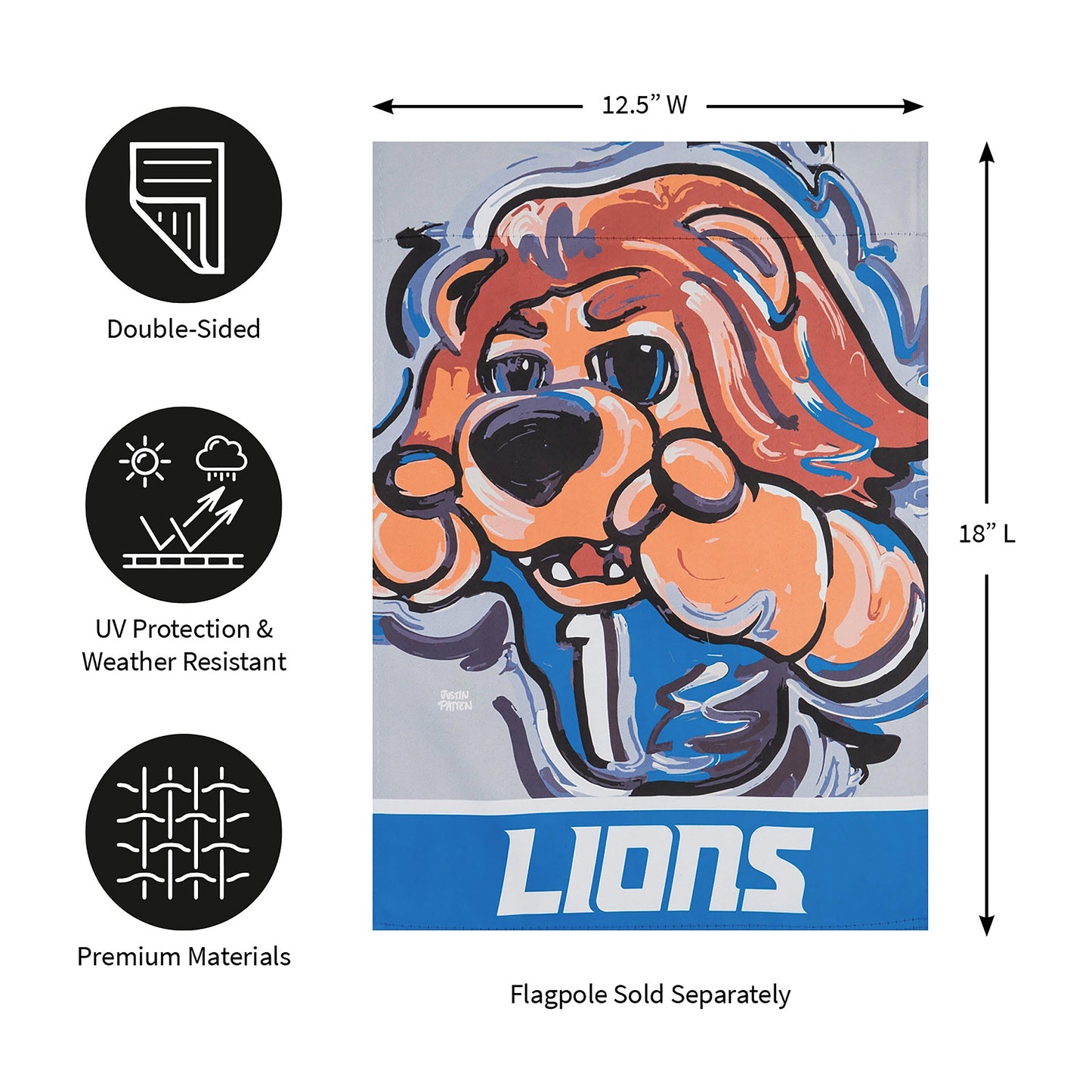 Detroit Lions Justin Patten Suede Garden Flag