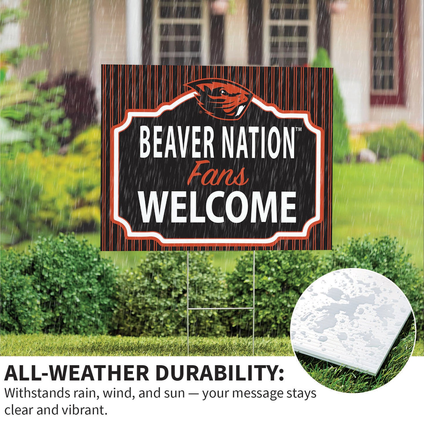 Oregon State University Coroplast Yard Sign, "Fans Welcome"