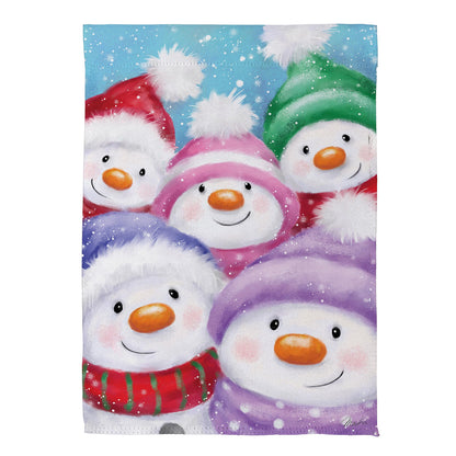 Snowman Family Suede Garden Flag