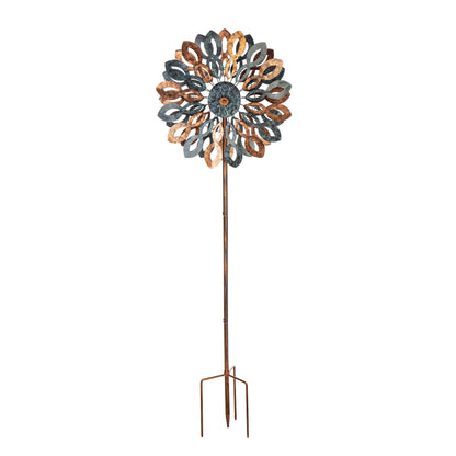 Wind Spinner, copper and verdigris petals