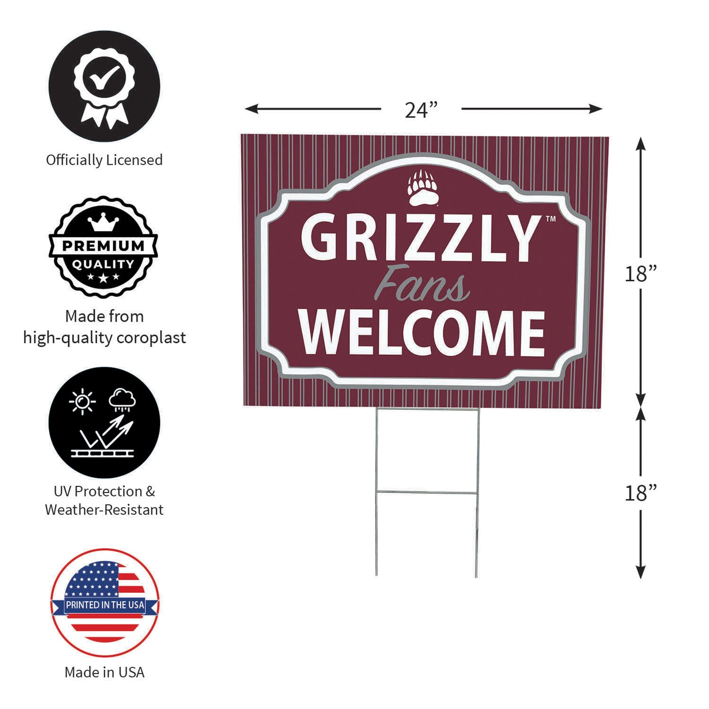 University of Montana Coroplast Yard Sign, "Fans Welcome"