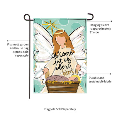 Oh Come Let Us Adore Him Applique Garden Flag