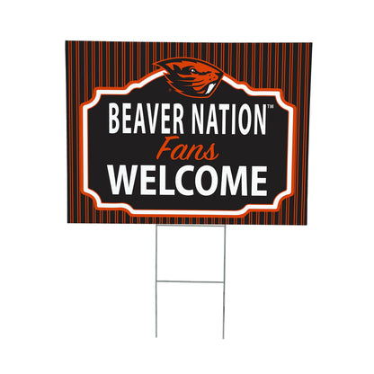 Oregon State University Coroplast Yard Sign, "Fans Welcome"