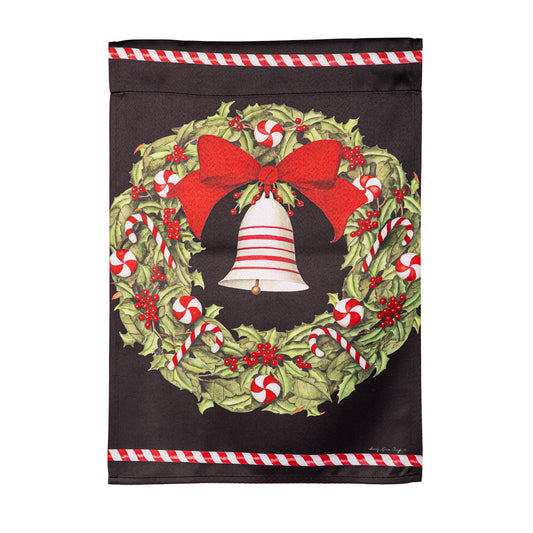 Christmas Bell and Wreath Suede Garden Flag