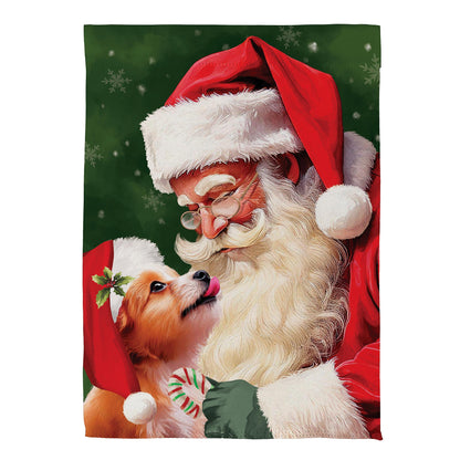 Santa & Olive Suede Garden Flag