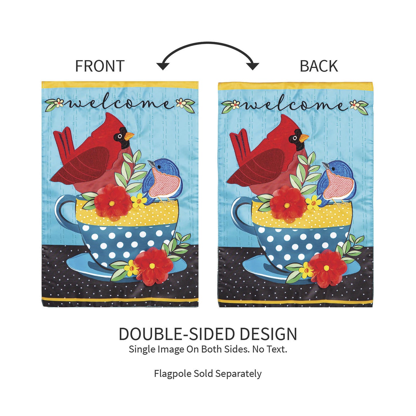 Songbirds Welcome Applique Garden Flag