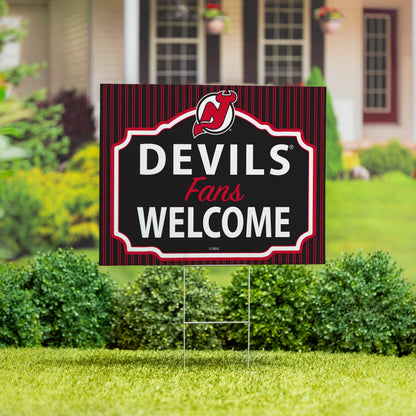 New Jersey Devils Coroplast Yard Sign, "Fans Welcome"