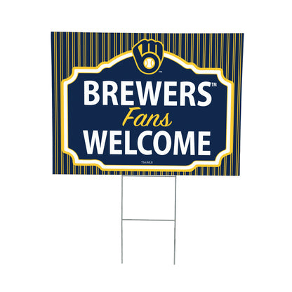 Milwaukee Brewers Coroplast Yard Sign, "Fans Welcome"