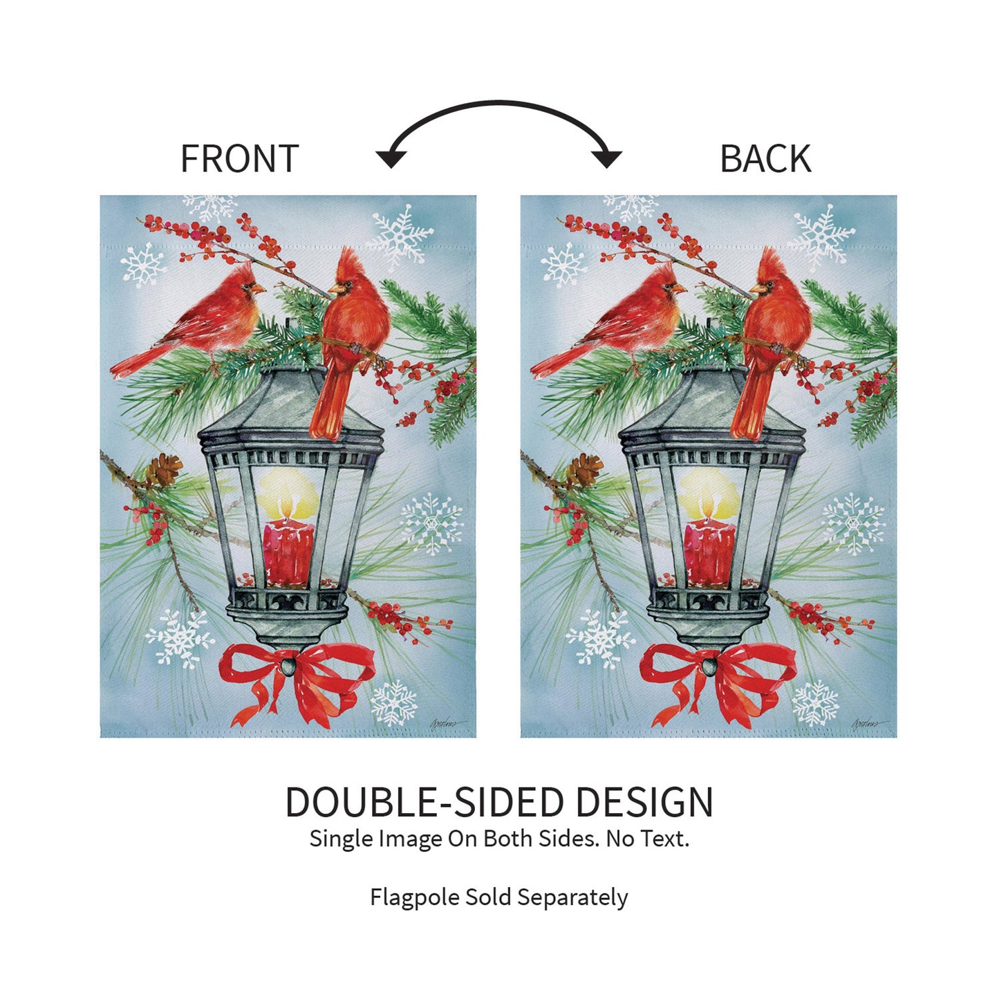 Cardinal Lantern Suede Garden Flag
