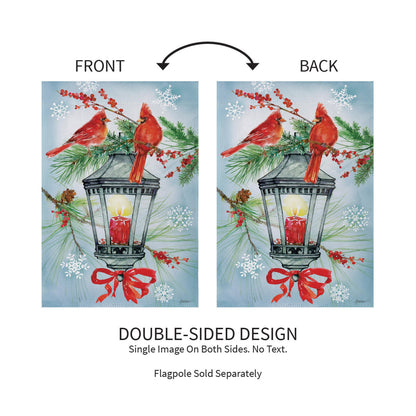 Cardinal Lantern Suede Garden Flag