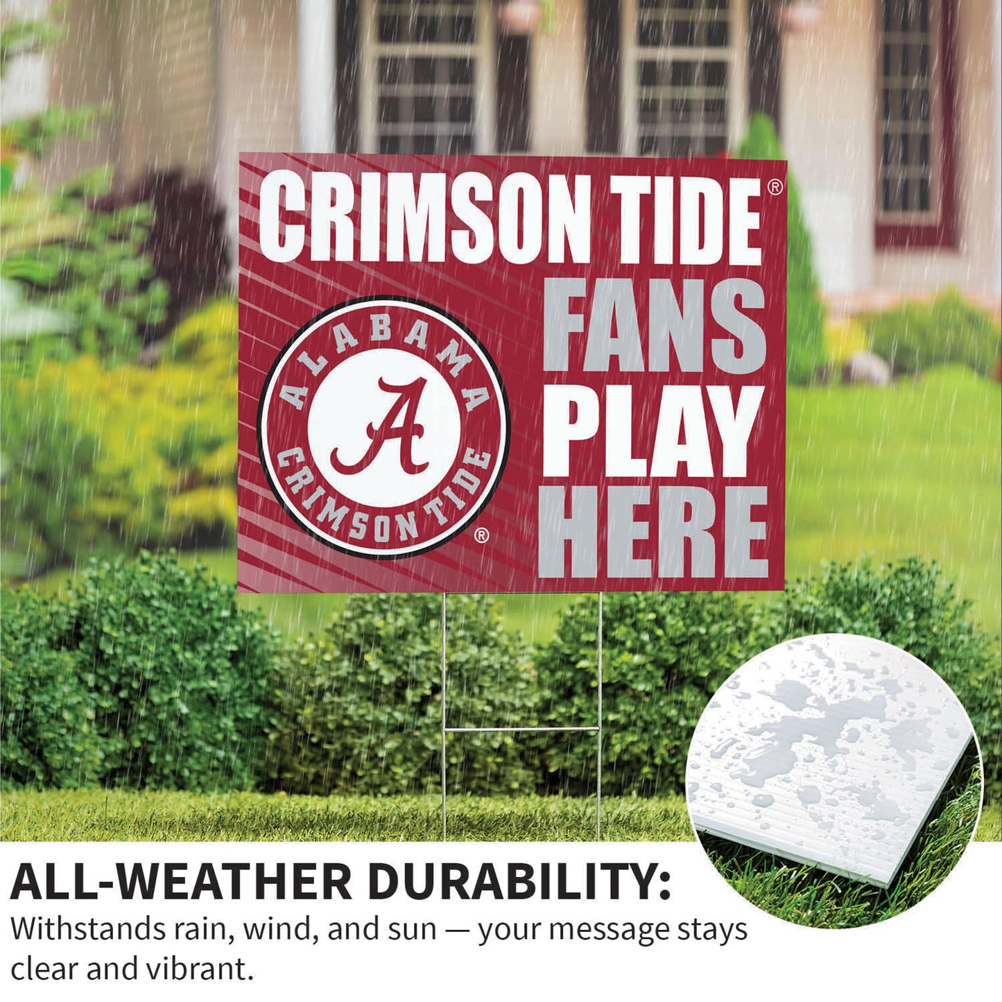 University of Alabama Coroplast Yard Sign "Fans Play Here"