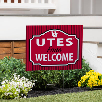 University of Utah Coroplast Yard Sign, "Fans Welcome"
