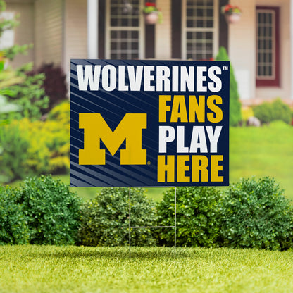 University Of Michigan Coroplast Yard Sign "Fans Play Here"