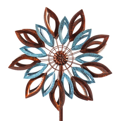 75"H Wind Spinner, Copper and Verdigris Leaves